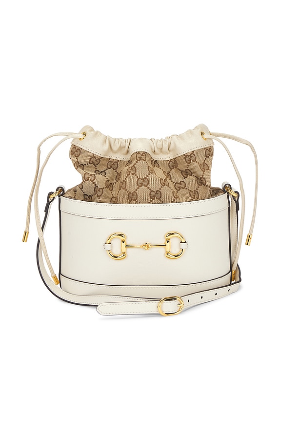 view 1 of 10 Gucci Horsebit 1955 Bucket Bag in Mystic White & Beige