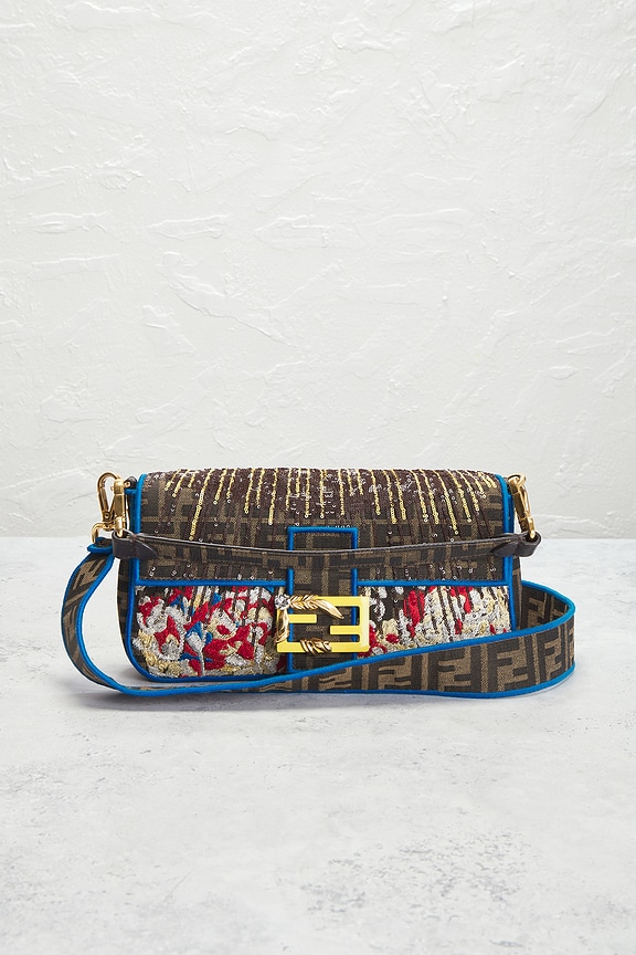 view 2 of 10 Fendi Zucca Embroidered Baguette Shoulder Bag in Multi