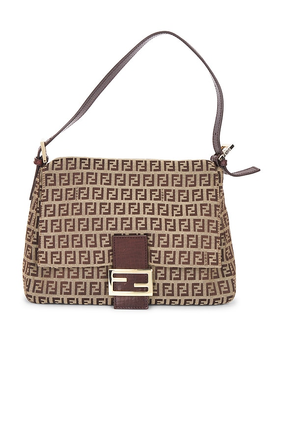 view 1 of 10 Fendi Zucchino Mama Baguette Shoulder Bag in Brown