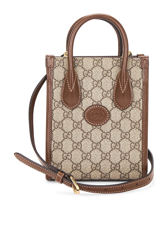 view 1 of 10 Gucci Retro Interlocking G Mini Tote Bag in Brown