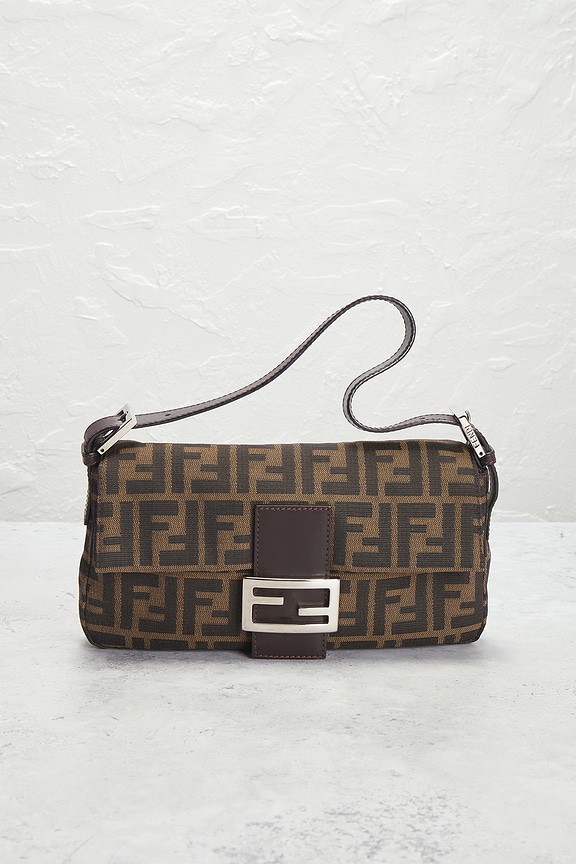 view 2 of 10 Fendi Zucca Baguette Shoulder Bag in Tobacco Brown