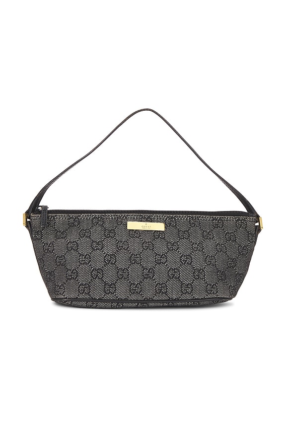 view 1 of 10 Gucci Denim GG Boat Pochette Shoulder Bag in Black