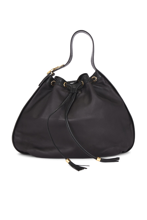 view 1 of 10 Gucci Interlocking Icon Drawstring Hobo Bag in Black