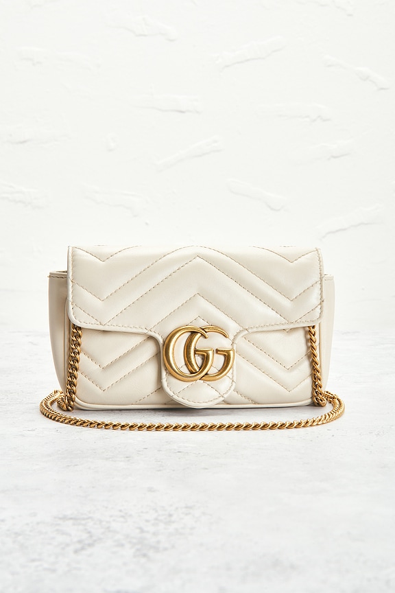 view 2 of 7 Gucci Super Mini GG Marmont Shoulder Bag in White