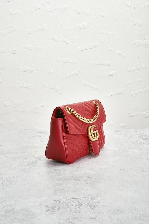 FWRD Renew Gucci GG Marmont Shoulder Bag in Hibiscus Red | REVOLVE