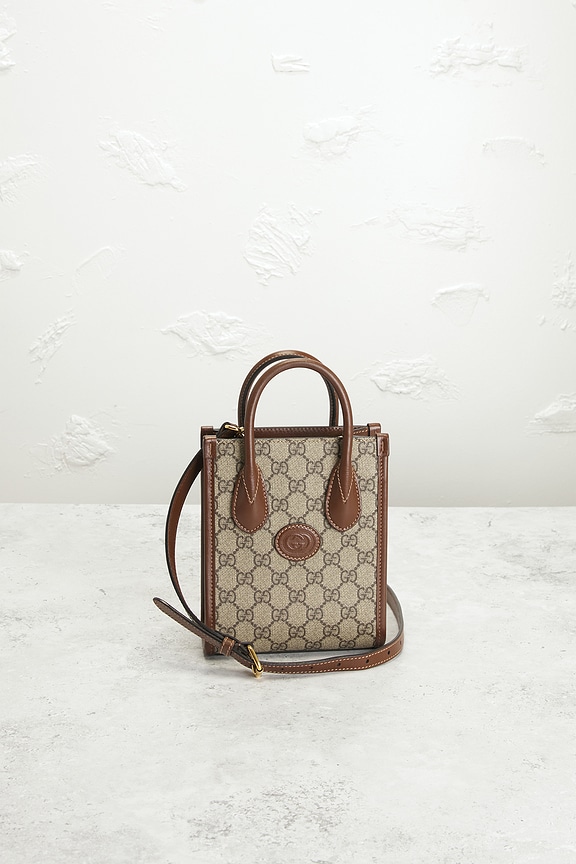 view 2 of 9 Gucci Retro Interlocking G Mini Tote Bag in Brown