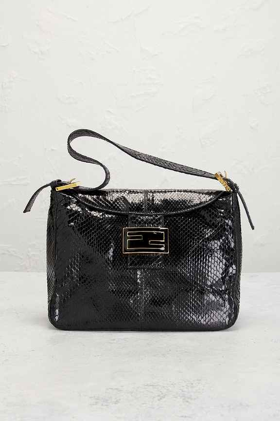 view 2 of 9 Fendi Snakeskin Baguette Shoulder Bag in Black