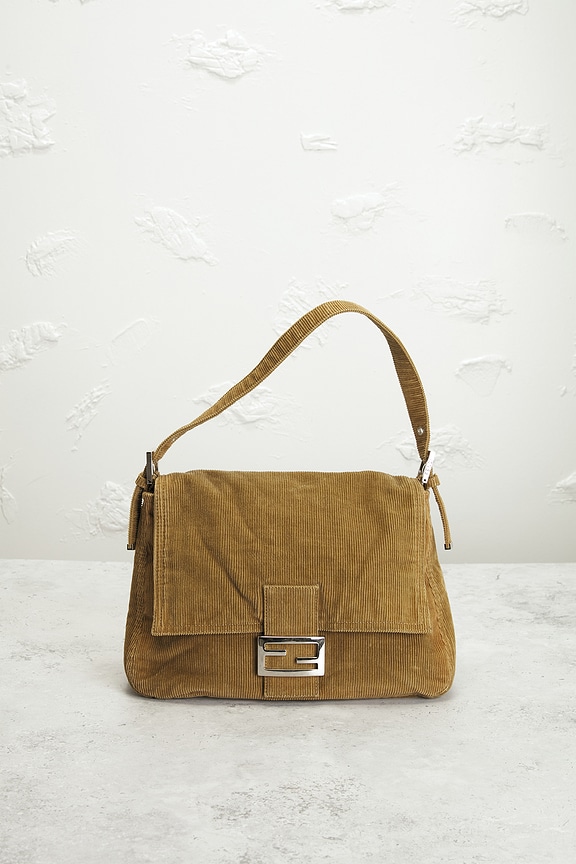 view 2 of 8 Fendi Corduroy Mama Baguette Shoulder Bag in Brown