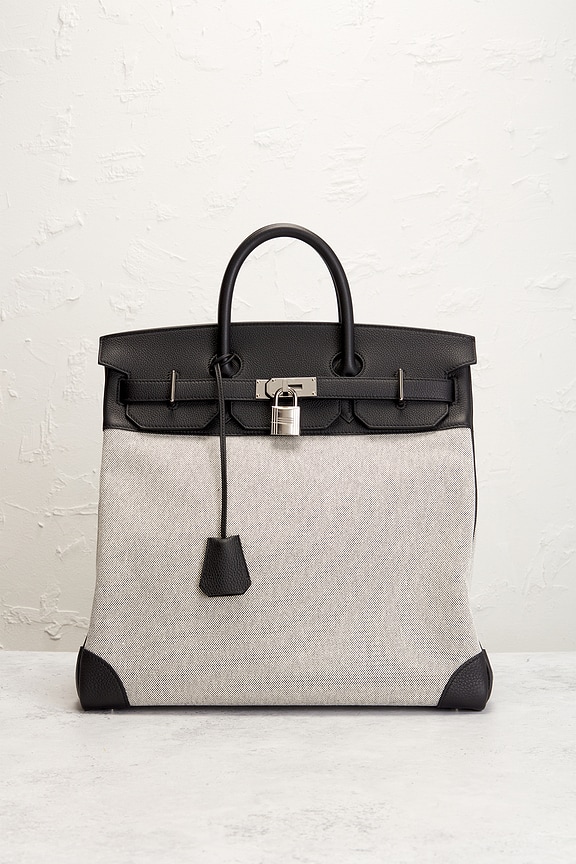 view 2 of 8 Hermes Toile & Evercolor Haut A Courroies Birkin 40 Handbag in Noir