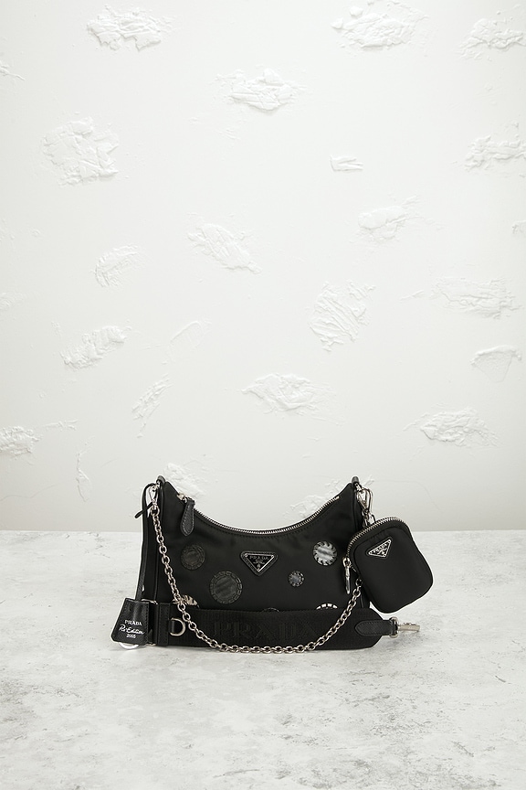 view 2 of 8 Prada Sequin Polka Dot Re-Edition 2005 Re-Nylon Shoulder Bag in Black