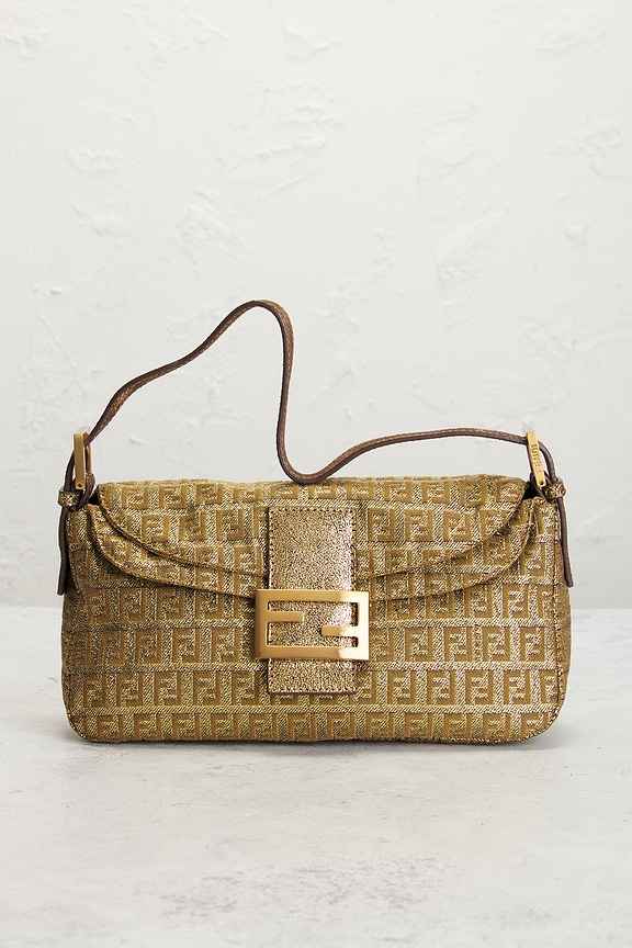 view 2 of 8 Fendi Zucchino Baguette Shoulder Bag in Gold