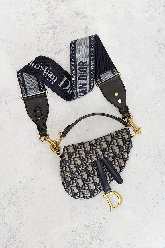 view 2 of 8 Dior Oblique Mini Saddle Bag in Blue