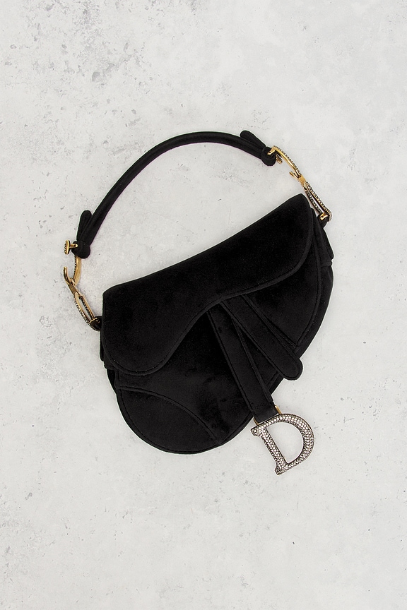 view 2 of 7 Dior Velvet Mini Saddle Bag in Black