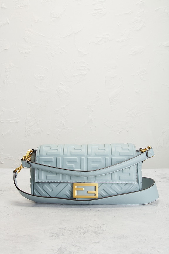 view 2 of 8 Fendi Zucca Embossed Baguette NM Shoulder Bag in Blue