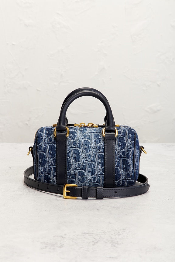 view 2 of 9 Dior Oblique Denim Nano Groove Convertible Bowling Bag in Blue