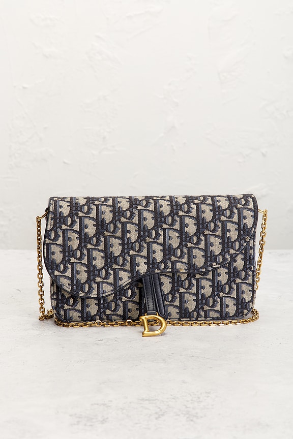 view 2 of 8 Dior Oblique Saddle Wallet On Chain in Blue