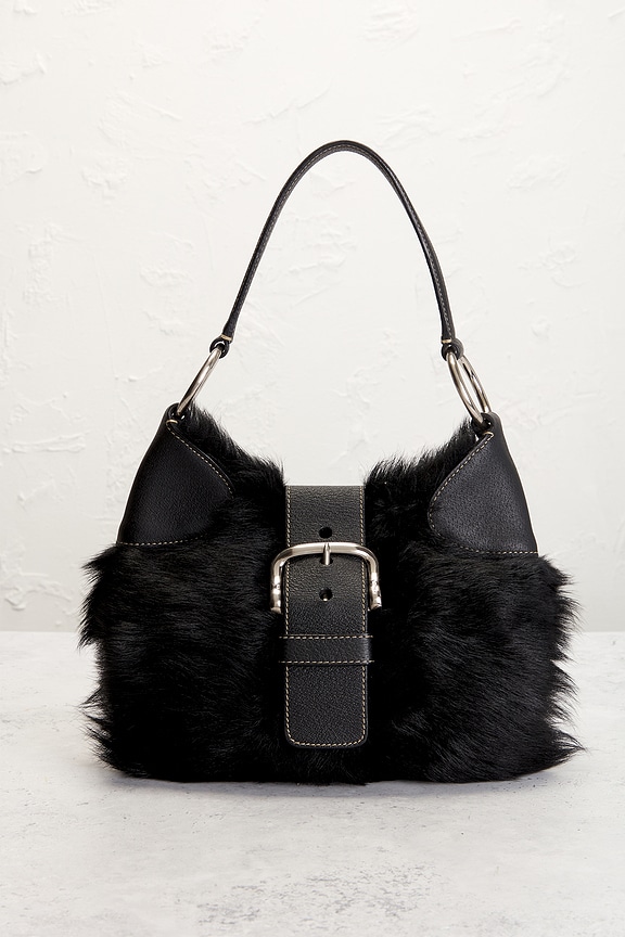 view 2 of 8 Prada Eco Lapin Faux Fur Buckle Hobo Bag in Black