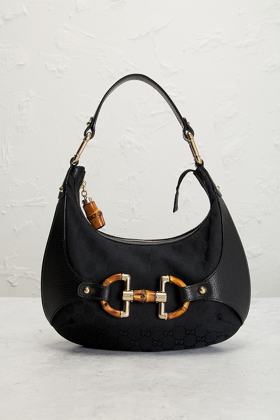 view 2 of 9 Gucci Bamboo Horsebit Hobo Bag in Black