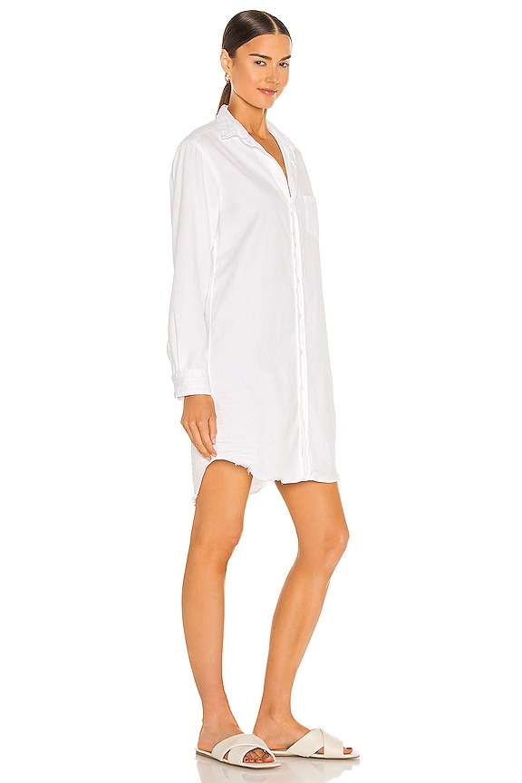 view 2 of 3 Mary Woven Button Up Dress in White Tattered Denim