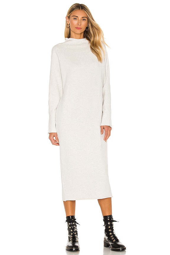 view 2 of 4 Funnel Neck Midi Dress in Heather White Melange
