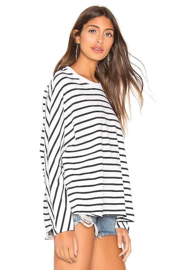 view 2 of 4 Tee Lab Oversized Sweatshirt in White & British Royal Navy Stripe