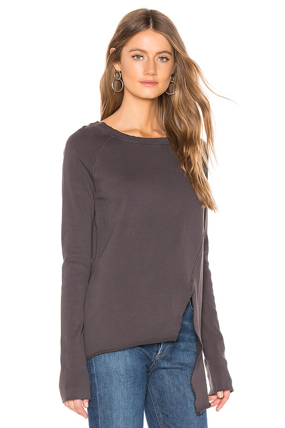 view 2 of 4 tee lab Asymmetric Sweatshirt in Carbon