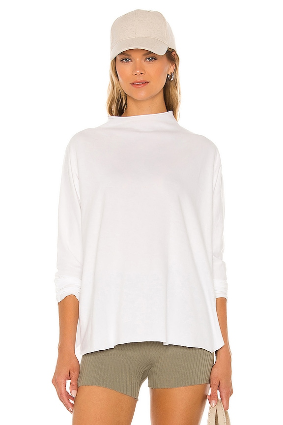 view 1 of 4 Funnel Neck Tee in White