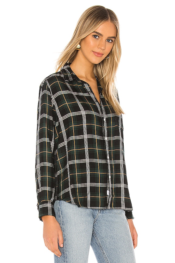 view 2 of 4 Eileen Button Down in Green, Yellow & Black Plaid