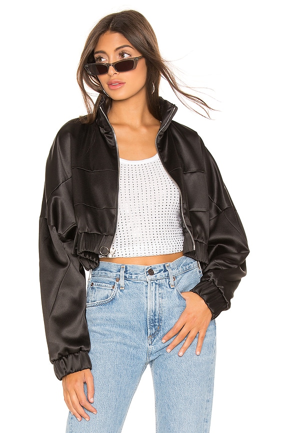 view 2 of 5 CHAQUETA RECORTADA SATIN in Black