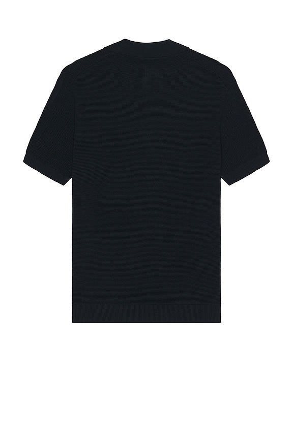 view 2 of 3 Rino Str Cotton Salt And Pepper Stitch Ss Knitted Polo in Navy