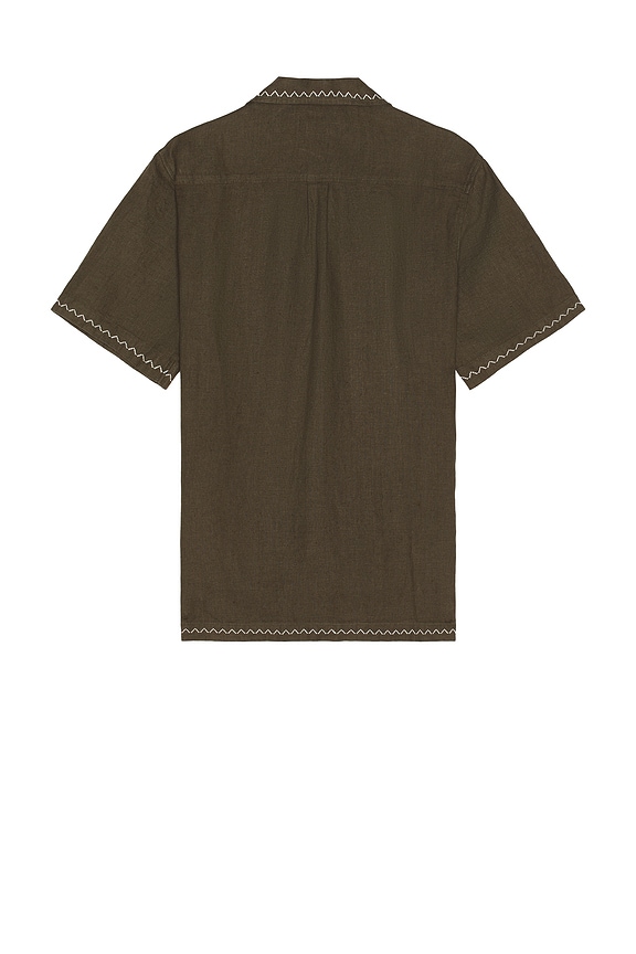 view 2 of 4 Flavio Palmeira Embroidered Linen Shirt in Dark Olive