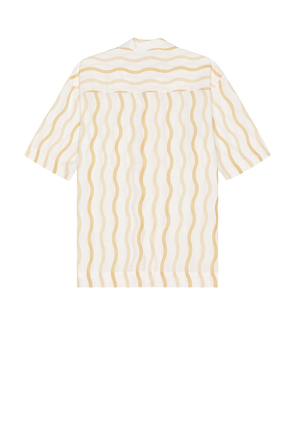 view 2 of 4 Cassio Pyjama Short Sleeve Shirt Cabana Stripe Print in Ivory & Almond