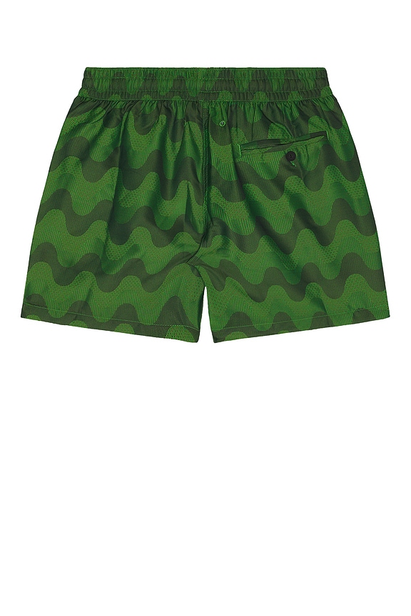 view 2 of 4 Rio Swim Short Raffia Copa Jacquard Print in Dark Parakeet Green