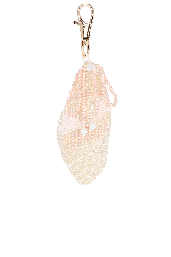 view 1 of 4 Beaded Shell Keychain in Cream