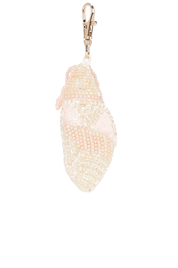 view 2 of 4 Beaded Shell Keychain in Cream