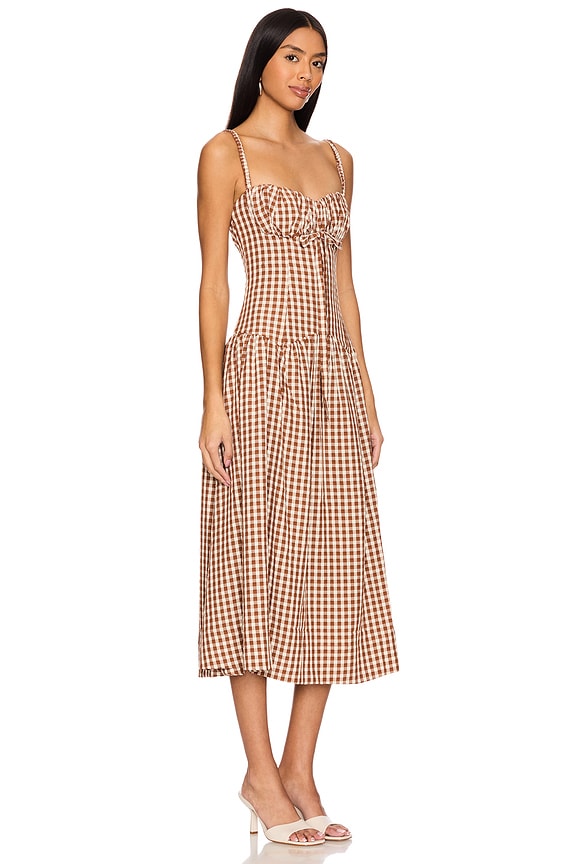 view 2 of 3 GINGERBREAD GINGHAM ミディ丈ドレス in Brown