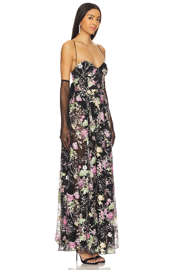 view 2 of 4 ROBE MAXI NIGHT FAIRY EMBROIDERED in Black