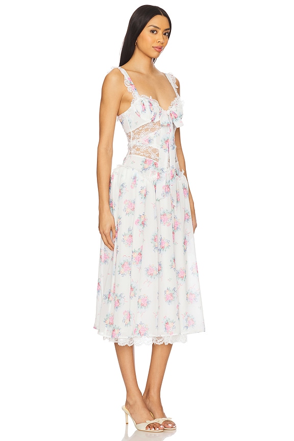 view 2 of 4 ROBE MI-LONGUE DOILY BOUQUET in White