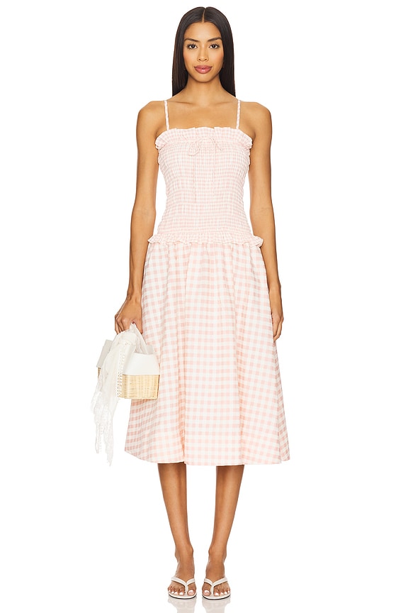 view 2 of 5 Petal Gingham Midi Dress in Peach
