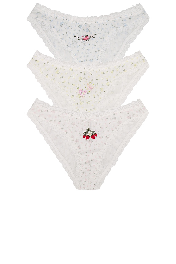 view 1 of 6 Floral Panty 3 Pack in White