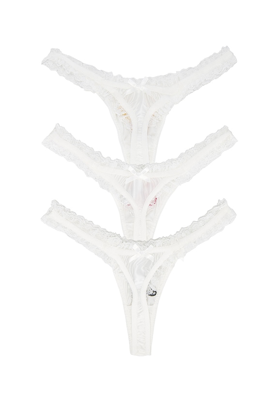 view 2 of 6 Bachelorette Thong Panty Pack of 3 in White