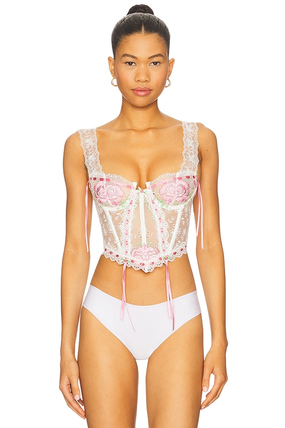 view 2 of 5 Rose Milk Eyelet Bustier in Pink