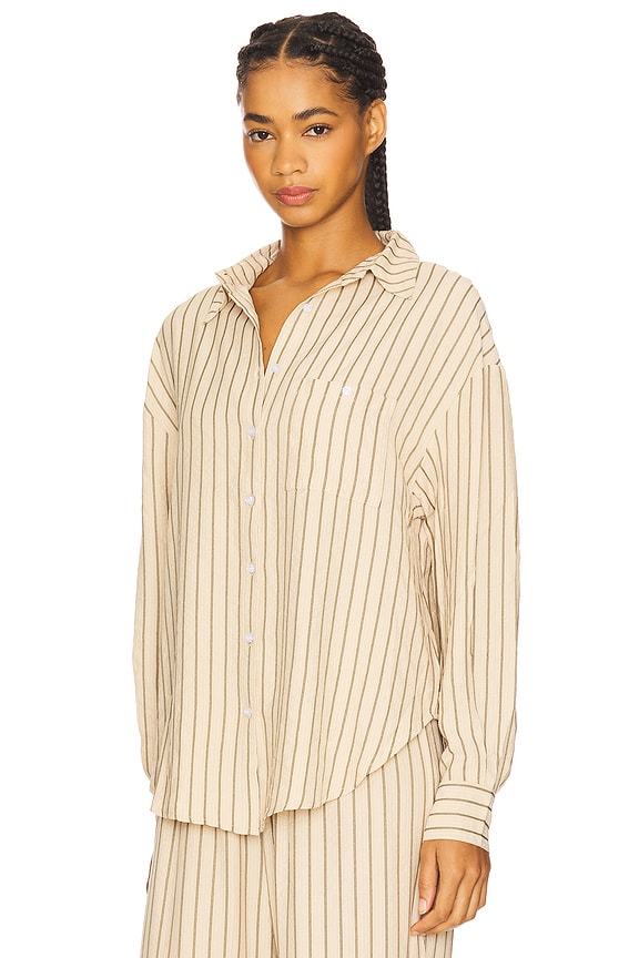 view 2 of 5 Mindy Striped Button Down Shirt in Brown