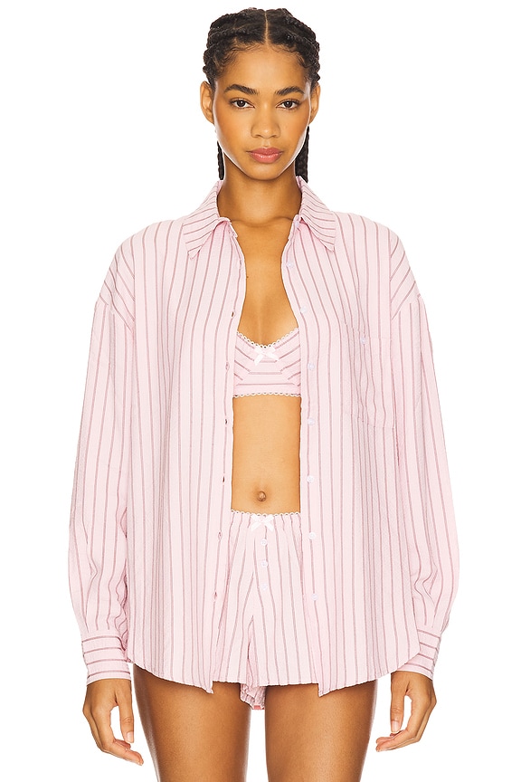 view 2 of 6 Mindy Striped Button Down Shirt in Pink