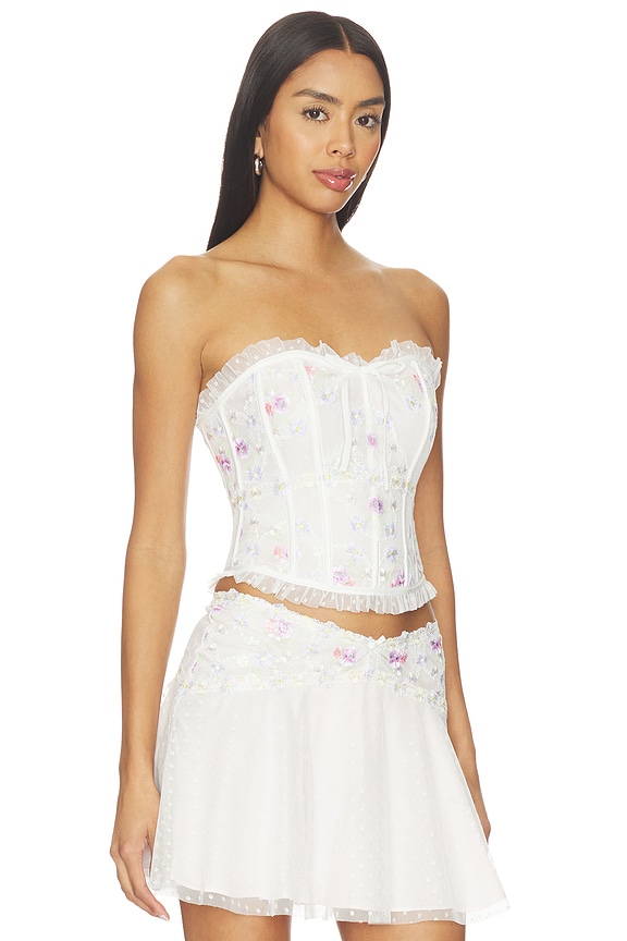 view 2 of 5 Spring Blossom Corset Top in White
