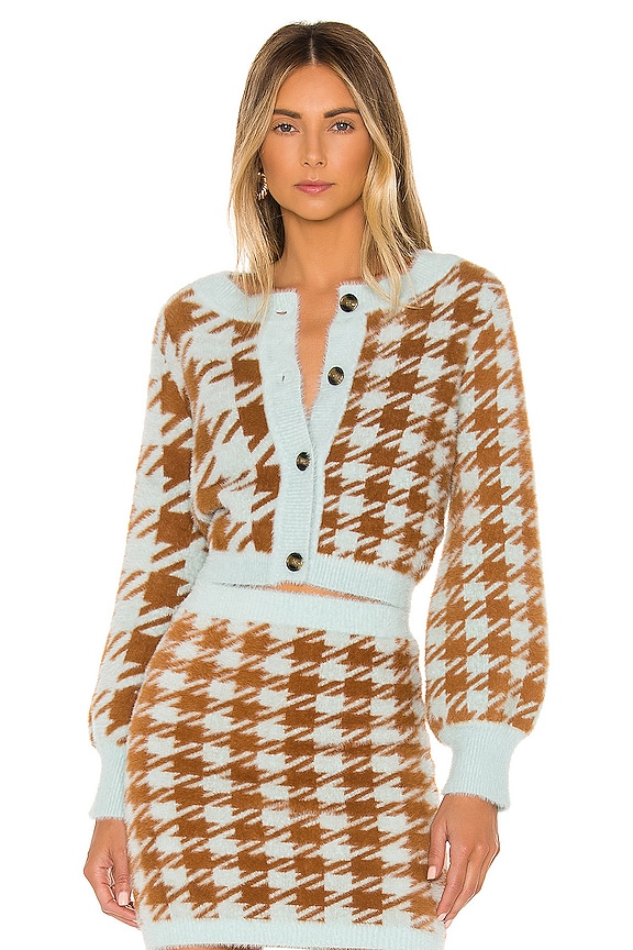view 1 of 4 Cher Houndstooth Cardigan in Toffee