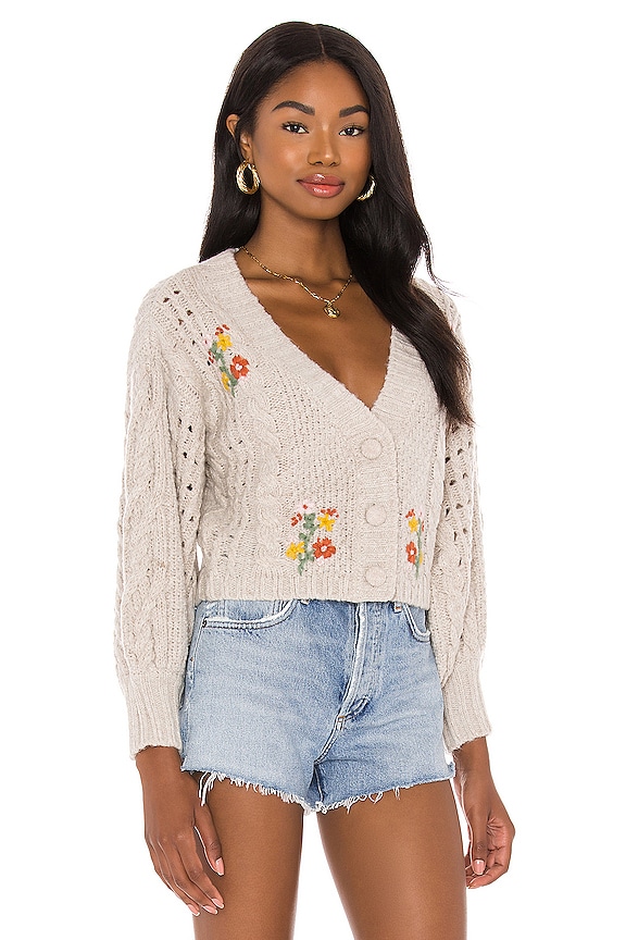 view 2 of 4 Amaryllis Cropped Cardigan in Wheat