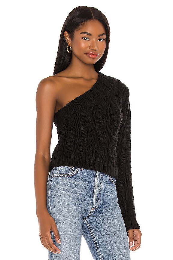view 2 of 4 Quinn One Shoulder Sweater in Black