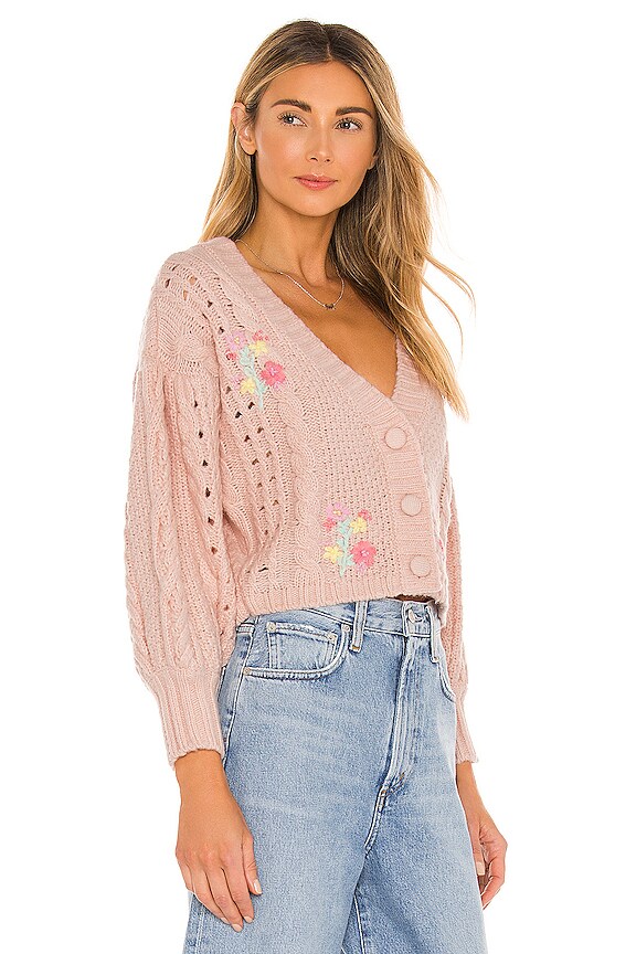 view 2 of 4 Amaryllis Cropped Cardigan in Pink