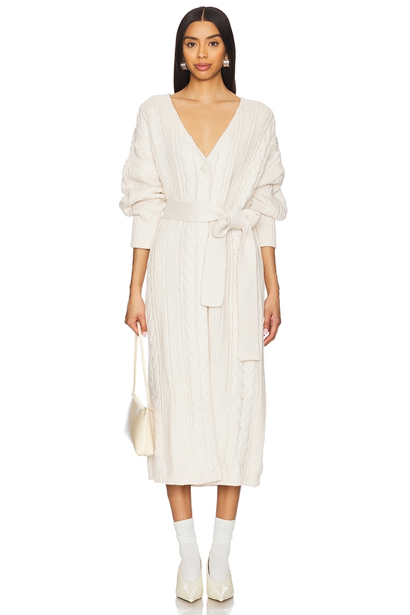 view 2 of 4 ABRIGO DE PUNTO DE PIEL SINTÉTICA OVERSIZED HELENA in Cream